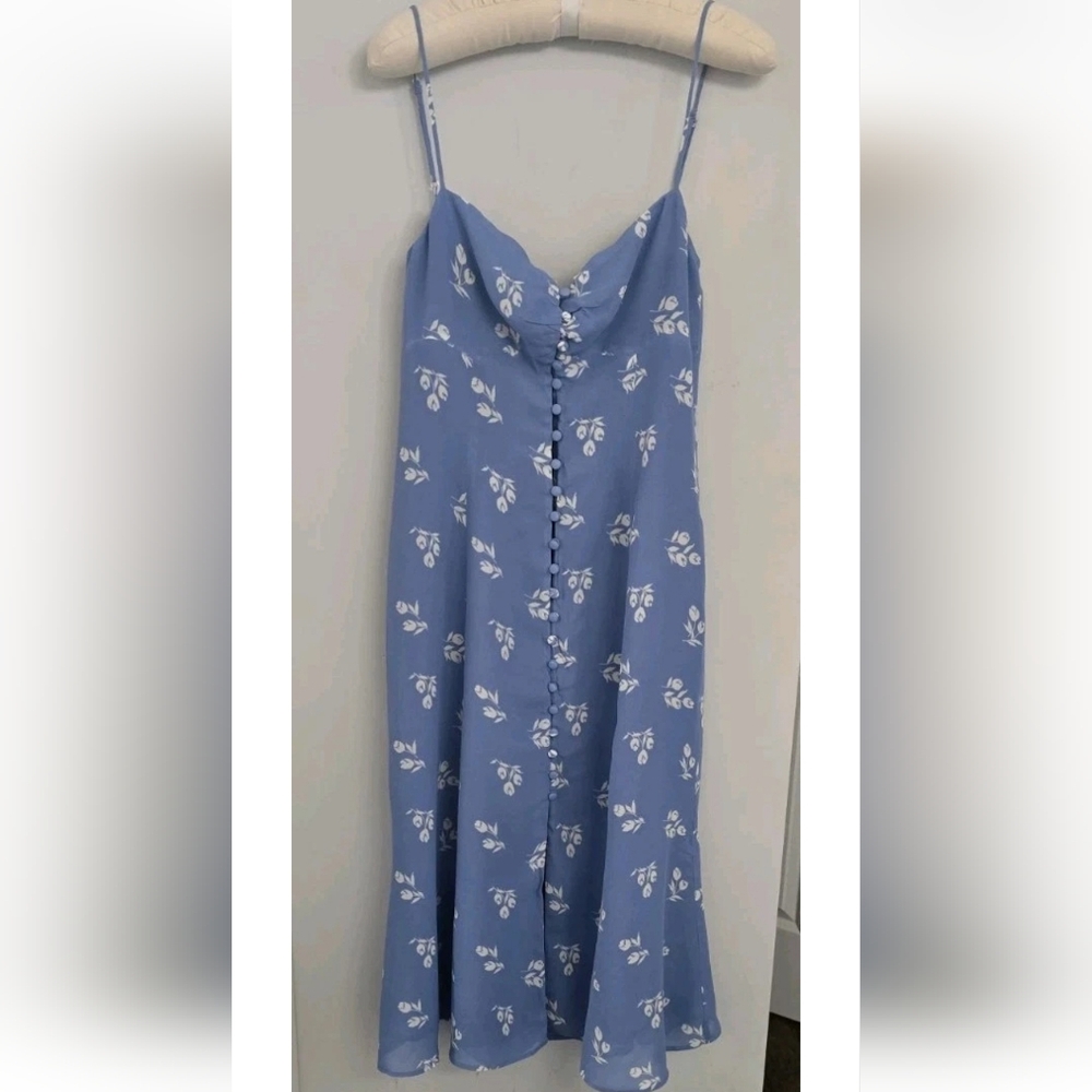 Reformation Cybill Blue Floral Print Georgette Midi Dress! Size S - Picture 3 of 5